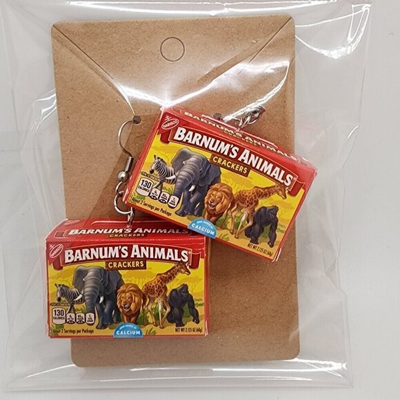 Mini-Brands "Barnum's Animals Crackers" Stainless Steel Fishhook Earrings - Picture 1 of 3